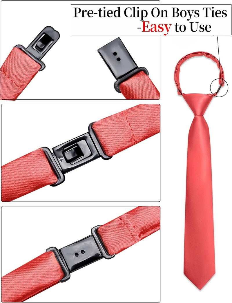 Ailisus Store Boys Tie Solid Color Silk Satin Pre-tied Kids Necktie for Age 8-12 Adjustable Formal Wedding School Graduation - Image 4
